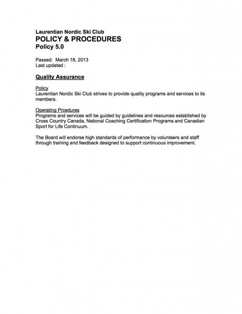 05.0 Policy Quality Assurance