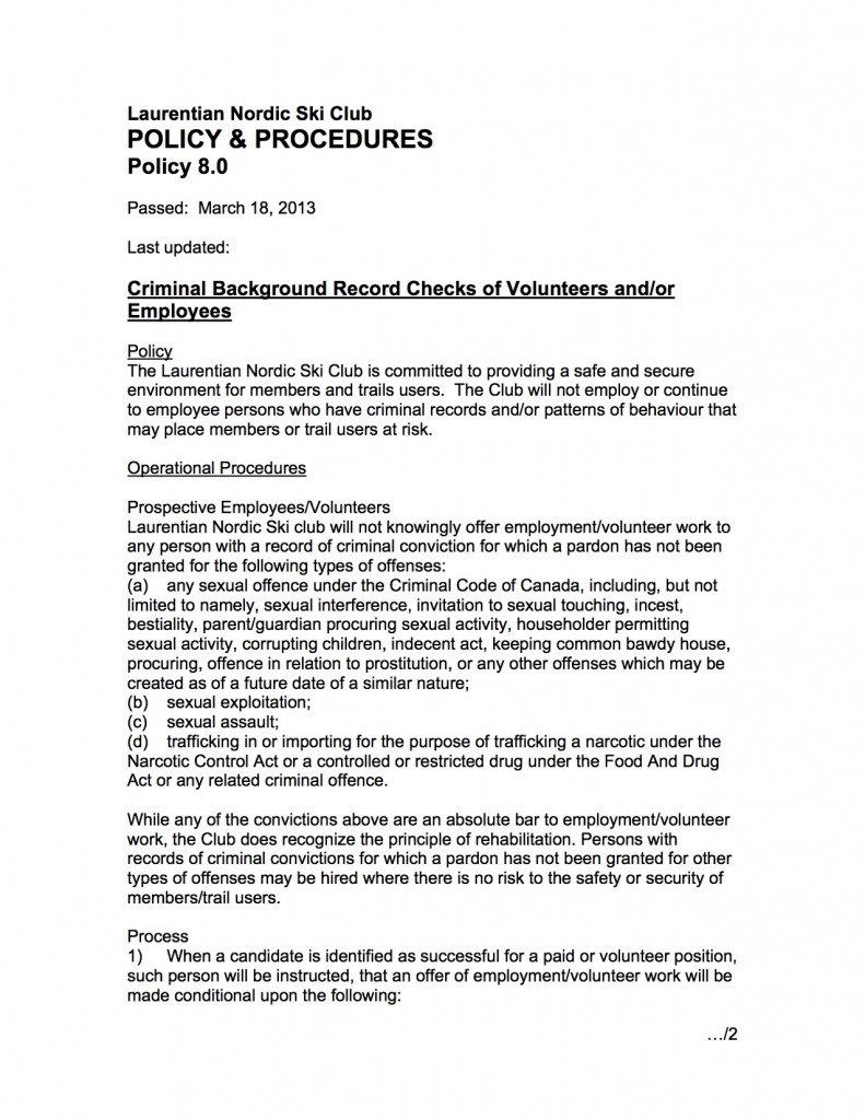08.0 A Policy Criminal Background Record Checks