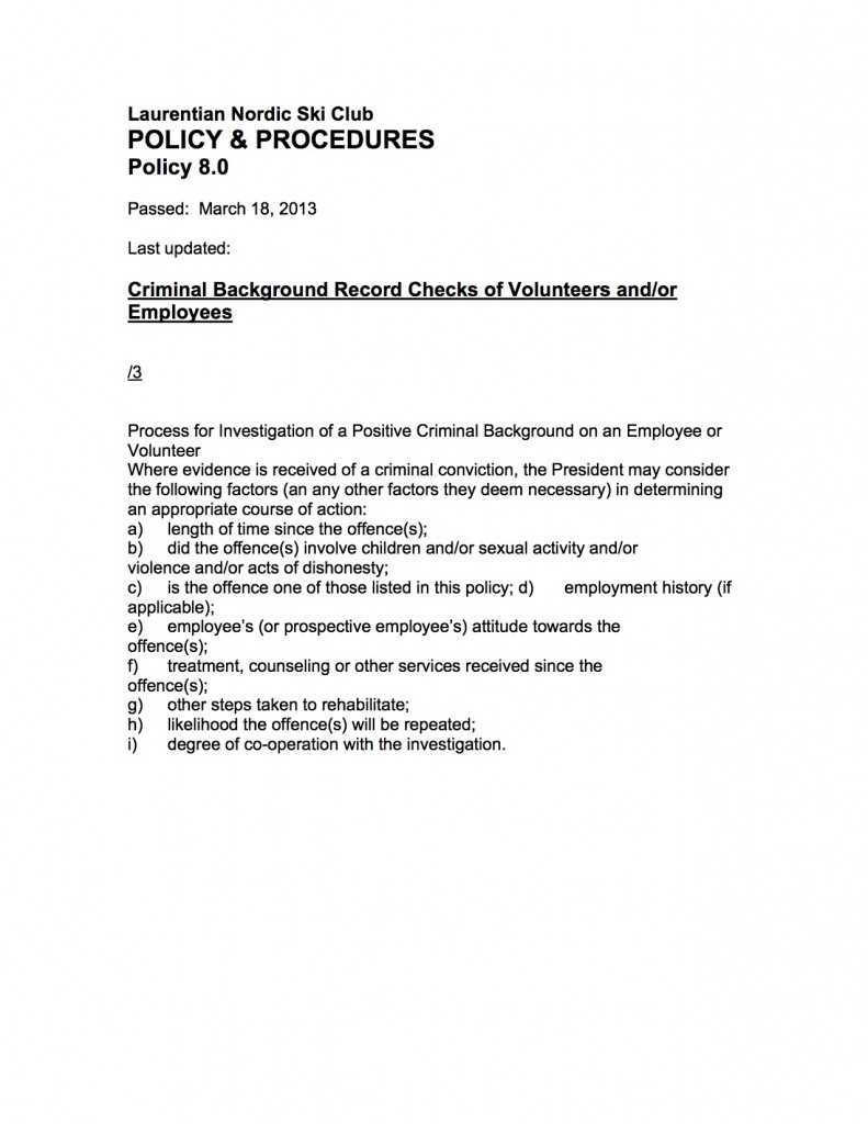 08.0 C Policy Criminal Background Record Checks